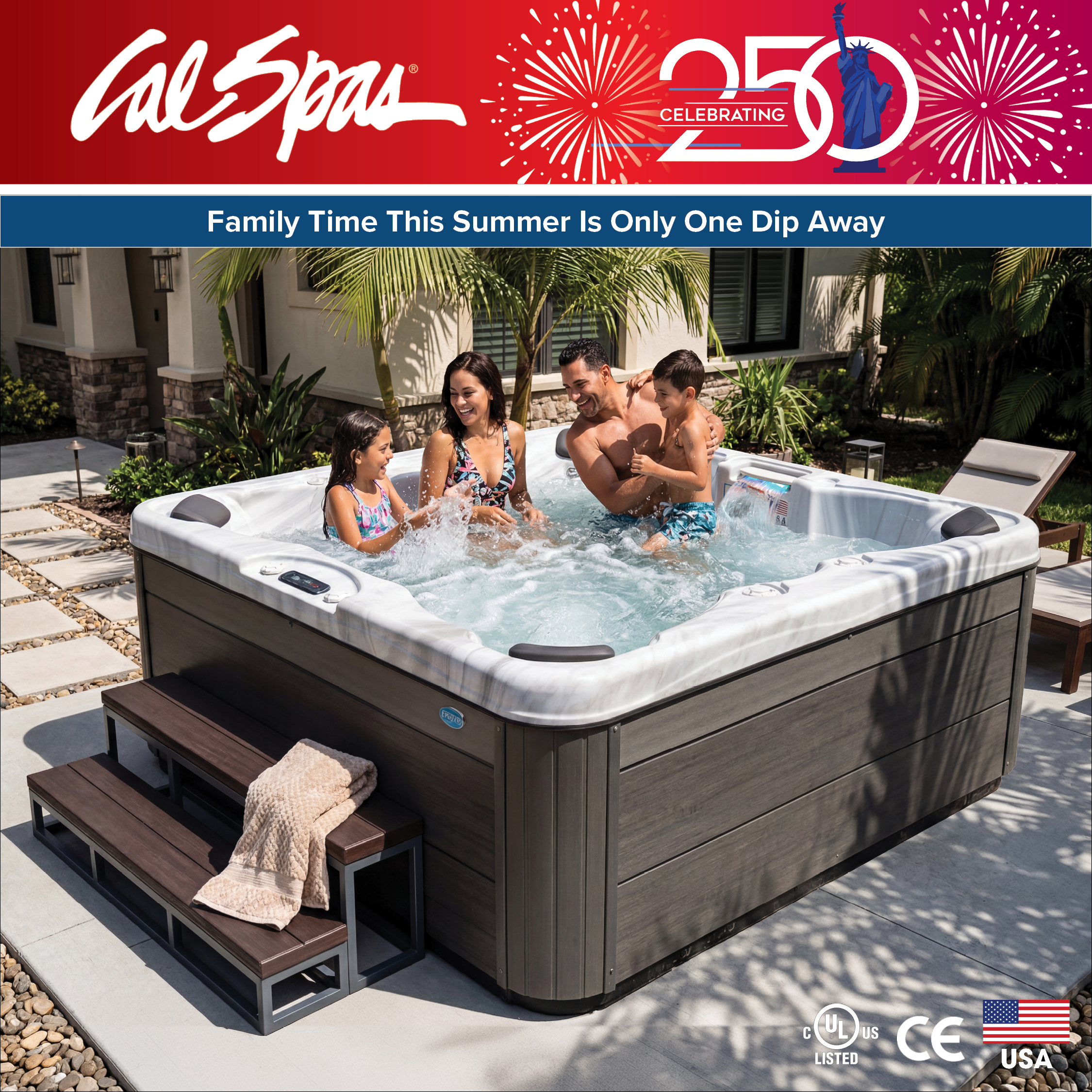 Calspas hot tub being used in a family setting - Budapest
